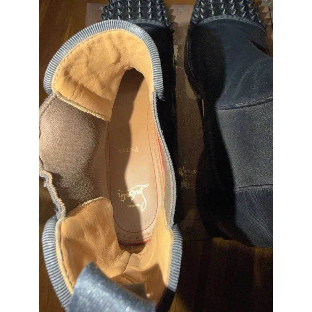 Authentic CHRISTIAN LOUBOUTIN Melon Spikes leather Chelsea boots, EU 45, US 12
